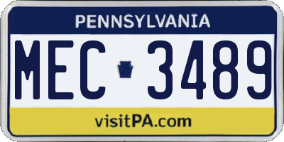 PA license plate MEC3489