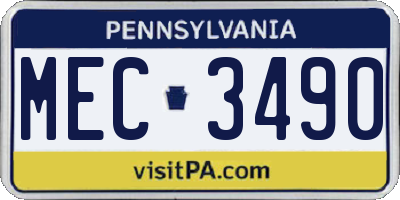 PA license plate MEC3490