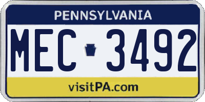 PA license plate MEC3492