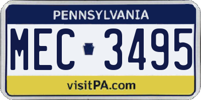 PA license plate MEC3495