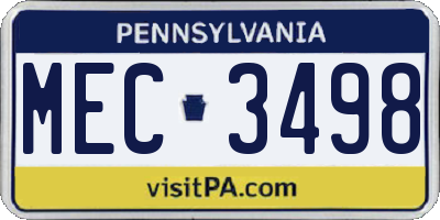 PA license plate MEC3498