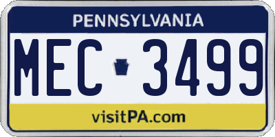 PA license plate MEC3499