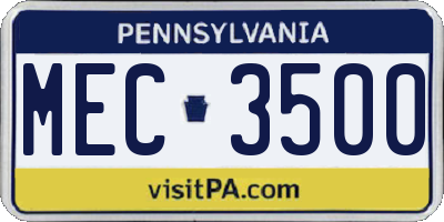 PA license plate MEC3500