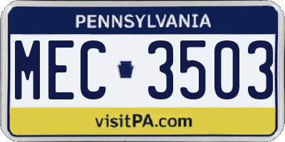 PA license plate MEC3503