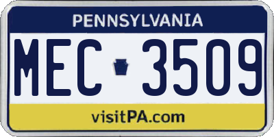 PA license plate MEC3509