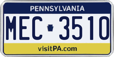 PA license plate MEC3510