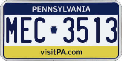 PA license plate MEC3513