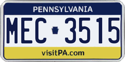 PA license plate MEC3515