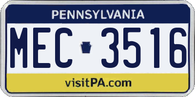 PA license plate MEC3516