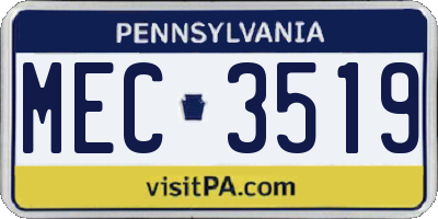 PA license plate MEC3519