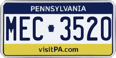 PA license plate MEC3520