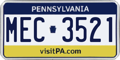 PA license plate MEC3521