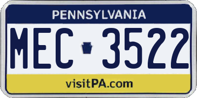 PA license plate MEC3522