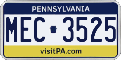 PA license plate MEC3525