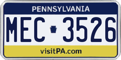 PA license plate MEC3526