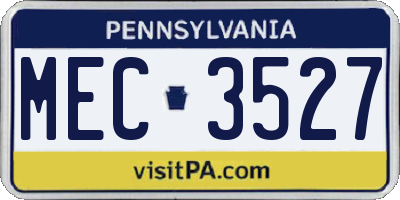 PA license plate MEC3527