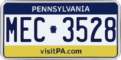 PA license plate MEC3528