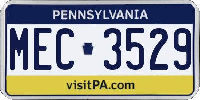 PA license plate MEC3529
