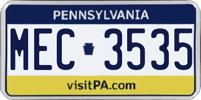 PA license plate MEC3535