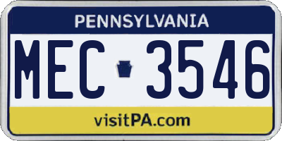 PA license plate MEC3546