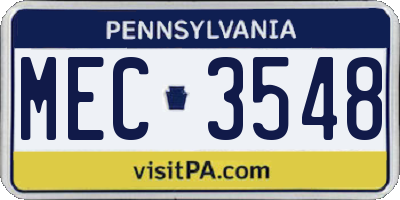 PA license plate MEC3548