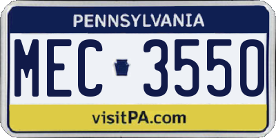 PA license plate MEC3550