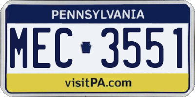 PA license plate MEC3551