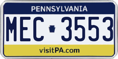 PA license plate MEC3553