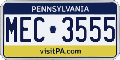 PA license plate MEC3555