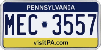 PA license plate MEC3557