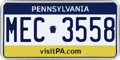 PA license plate MEC3558
