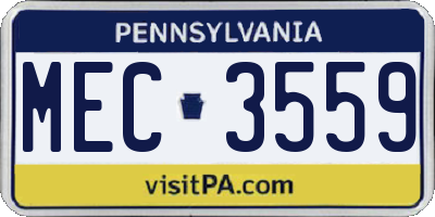 PA license plate MEC3559