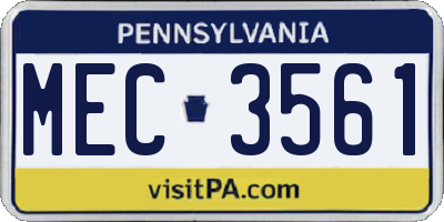PA license plate MEC3561