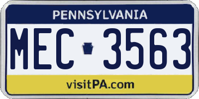 PA license plate MEC3563