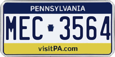 PA license plate MEC3564