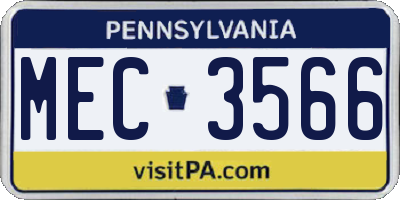 PA license plate MEC3566