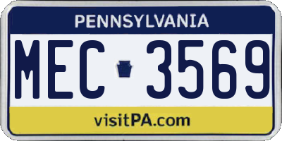 PA license plate MEC3569