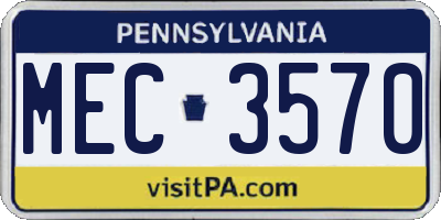 PA license plate MEC3570