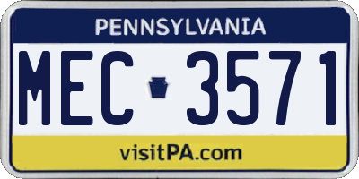 PA license plate MEC3571