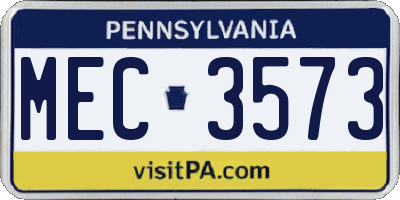 PA license plate MEC3573