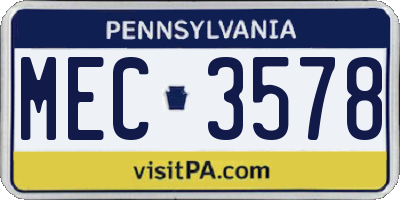 PA license plate MEC3578