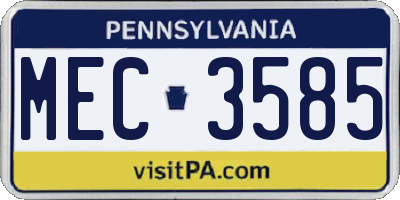 PA license plate MEC3585
