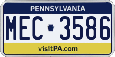 PA license plate MEC3586