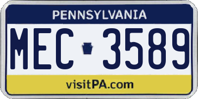 PA license plate MEC3589