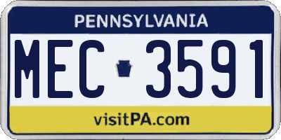 PA license plate MEC3591
