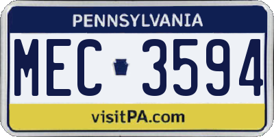 PA license plate MEC3594