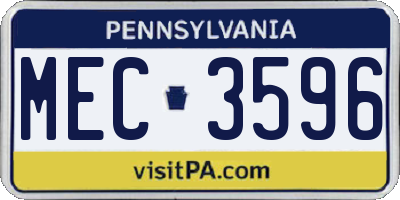 PA license plate MEC3596