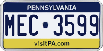 PA license plate MEC3599
