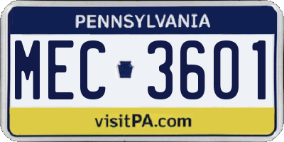 PA license plate MEC3601