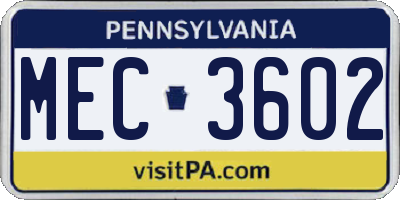 PA license plate MEC3602